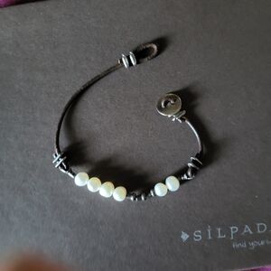 Silpada Leather and Freshwater Pearl Bracelet